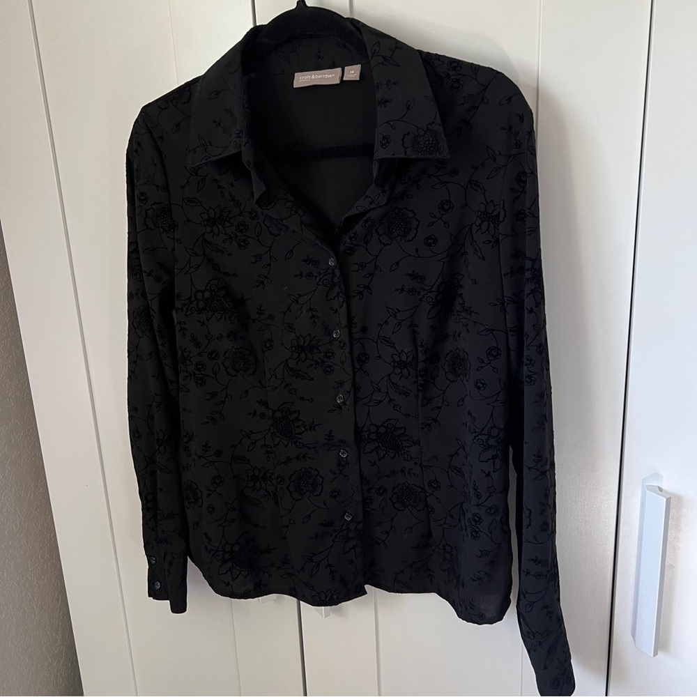 Croft & Barrow Black Floral Shirt, Sz M